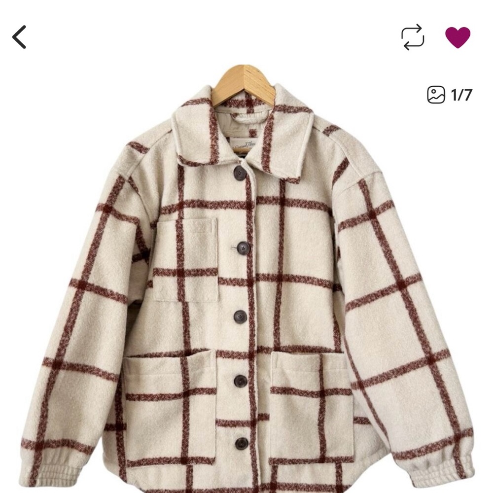 NWOT Universal Thread Oversized Quilted Windowpane Plaid Shacket Women’s Medium